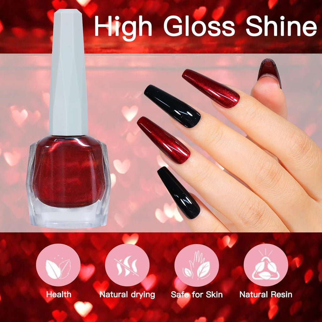 12ml Burgundy Nail Polish - Quick Dry Lustrous Ultra Chrome Finish
