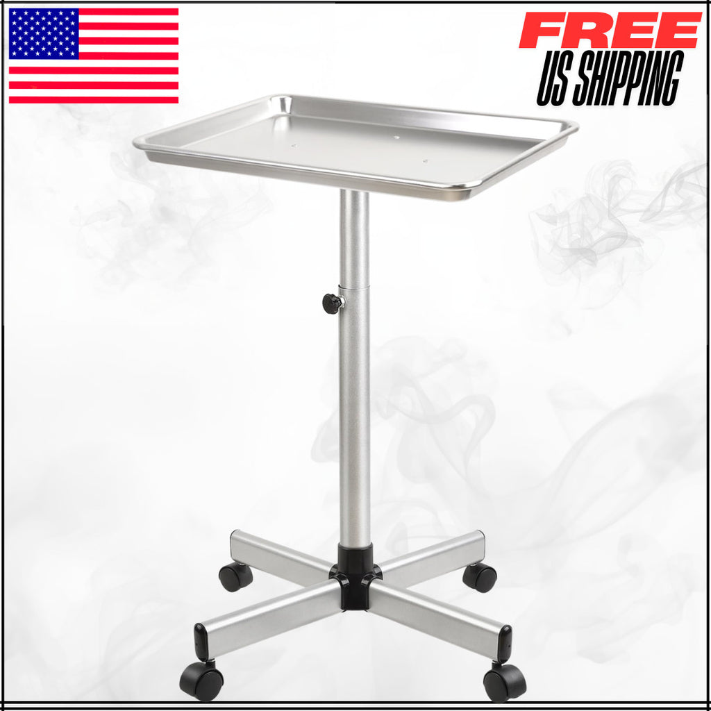 Adjustable Salon Color & Tattoo Tray Cart with Wheels, Height Adjustable