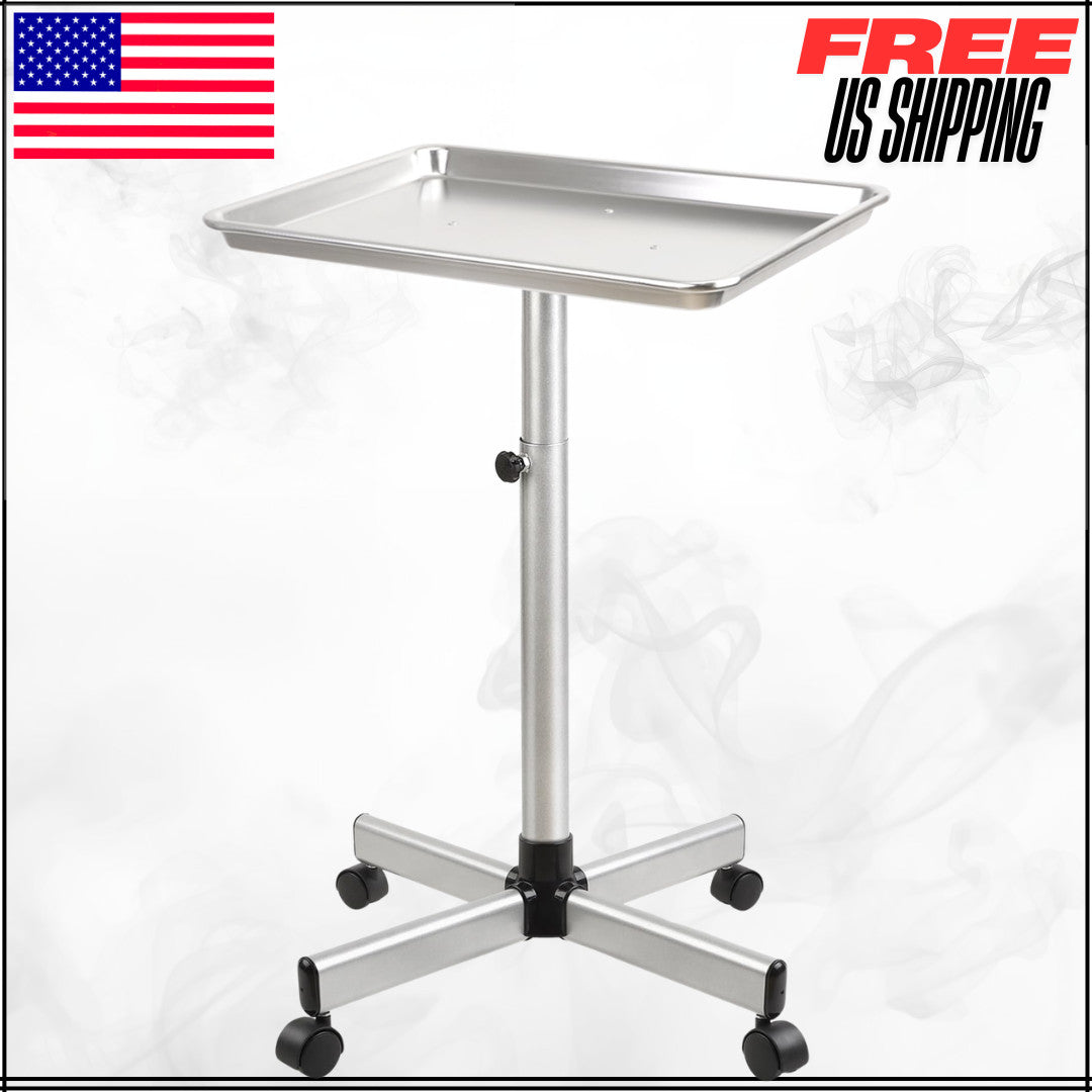 Adjustable Salon Color & Tattoo Tray Cart with Wheels, Height Adjustable