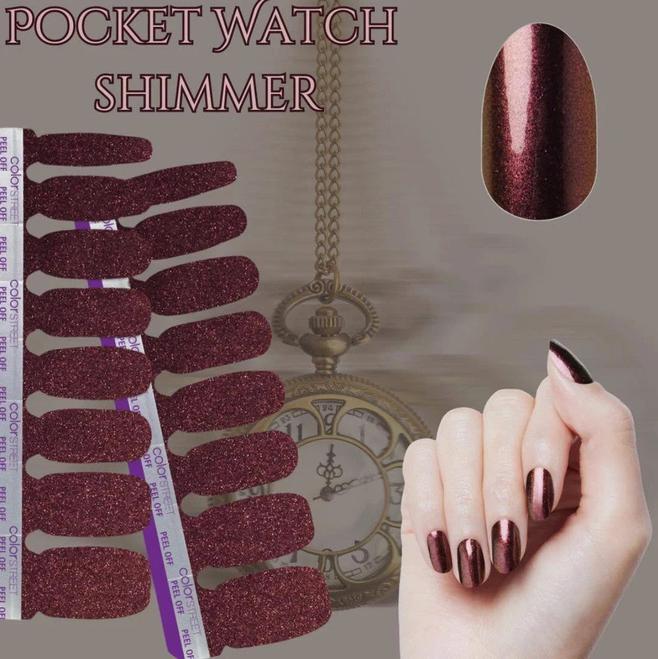Nail Polish Strips - Deep Burgundy Wine Shimmer - 16 Double-Ended Sets