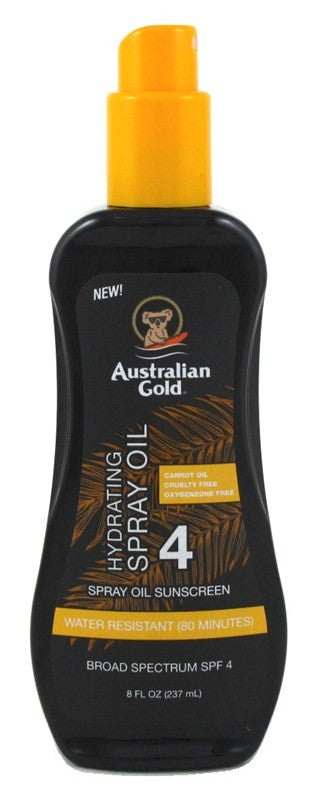 Australian Gold SPF 04 Spray Oil with Carrot Oil - 8oz Tanning Protector