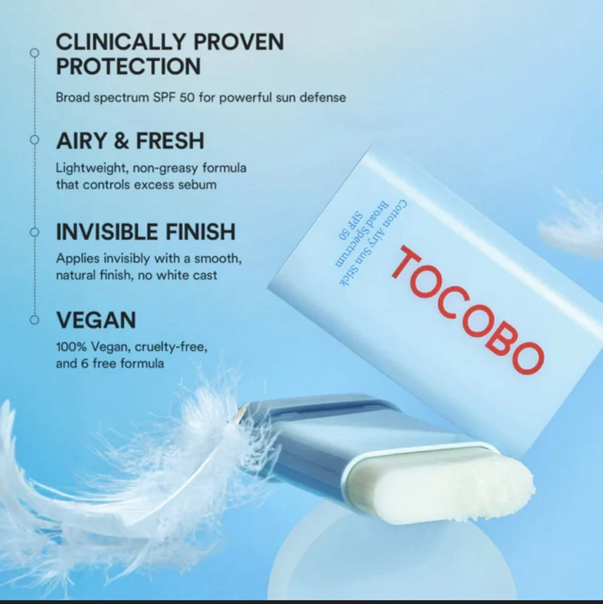 Sun Stick SPF50+ PA++++ Broad-Spectrum Sunscreen for Face & Body - Light, Invisible, Vegan