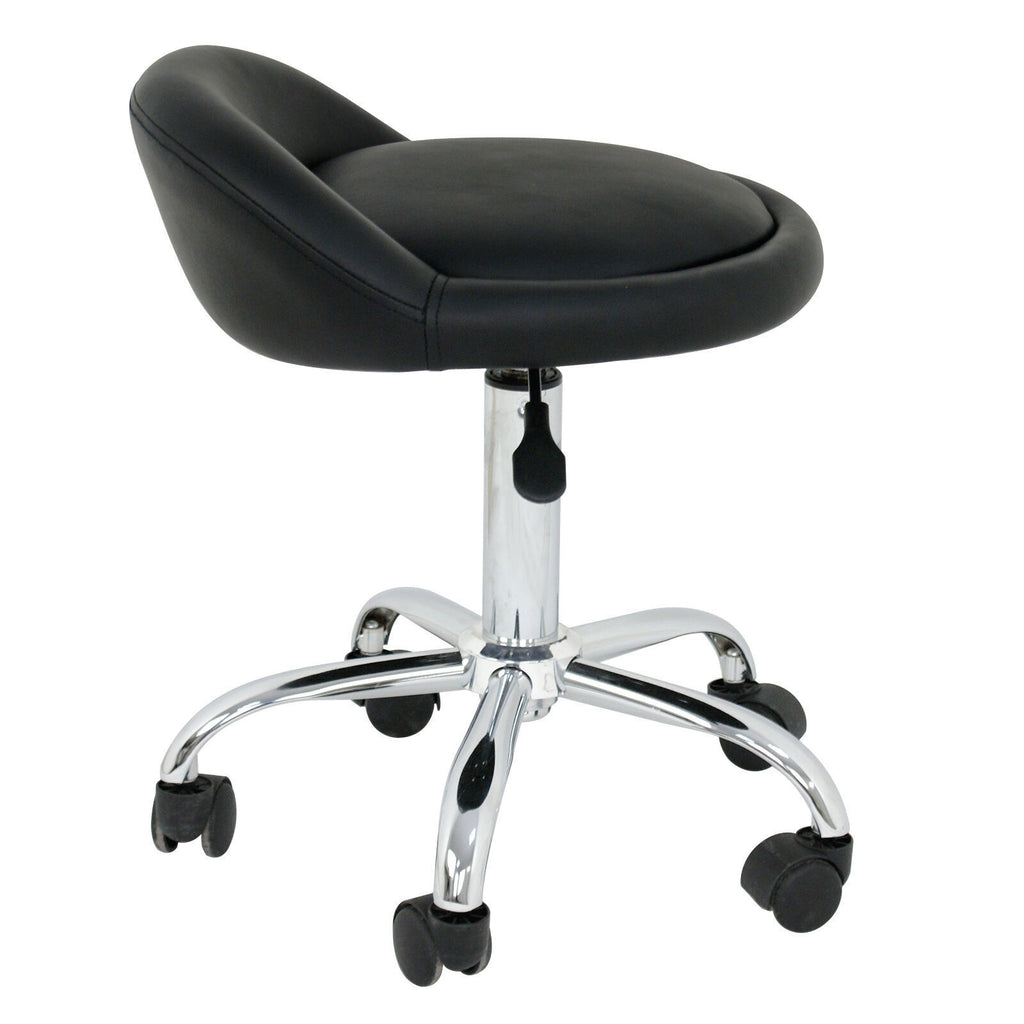 Adjustable Hydraulic Swivel Salon Stool with Backrest - Black