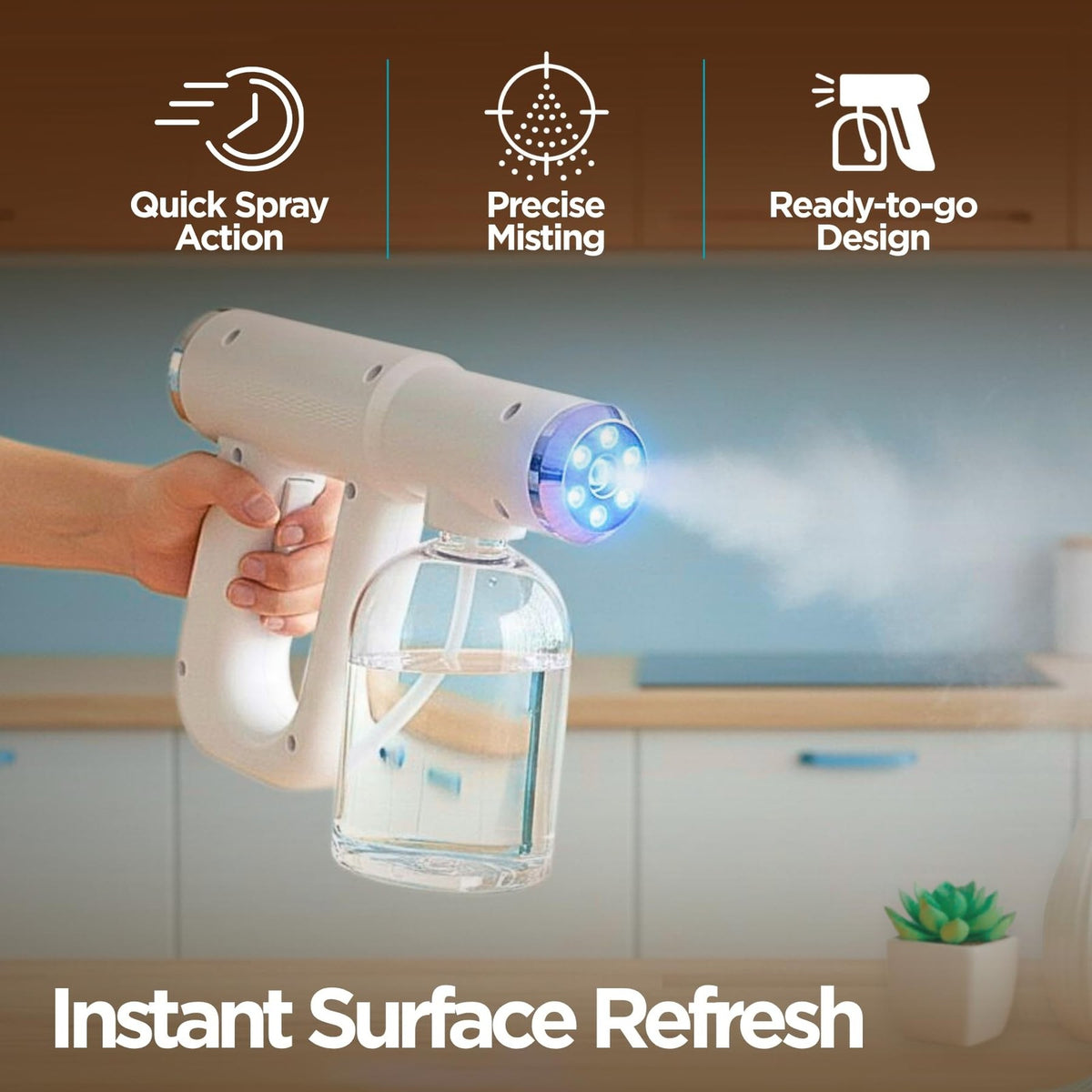 Nano Spray Gun with Blue Light and Rechargeable Battery - Portable Fine Mist Sprayer