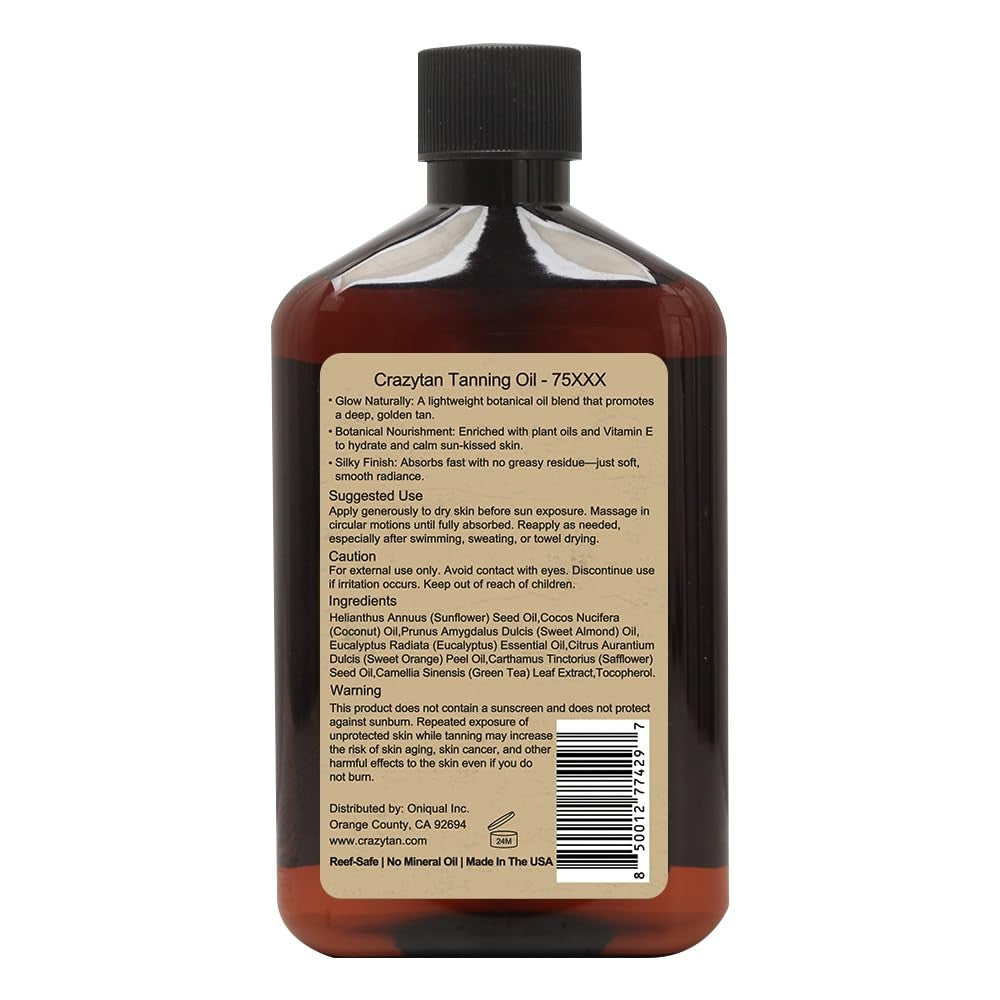 Deep Dark Tanning Oil 8oz Natural Sun-Kissed Glow Botanical Moisturizer