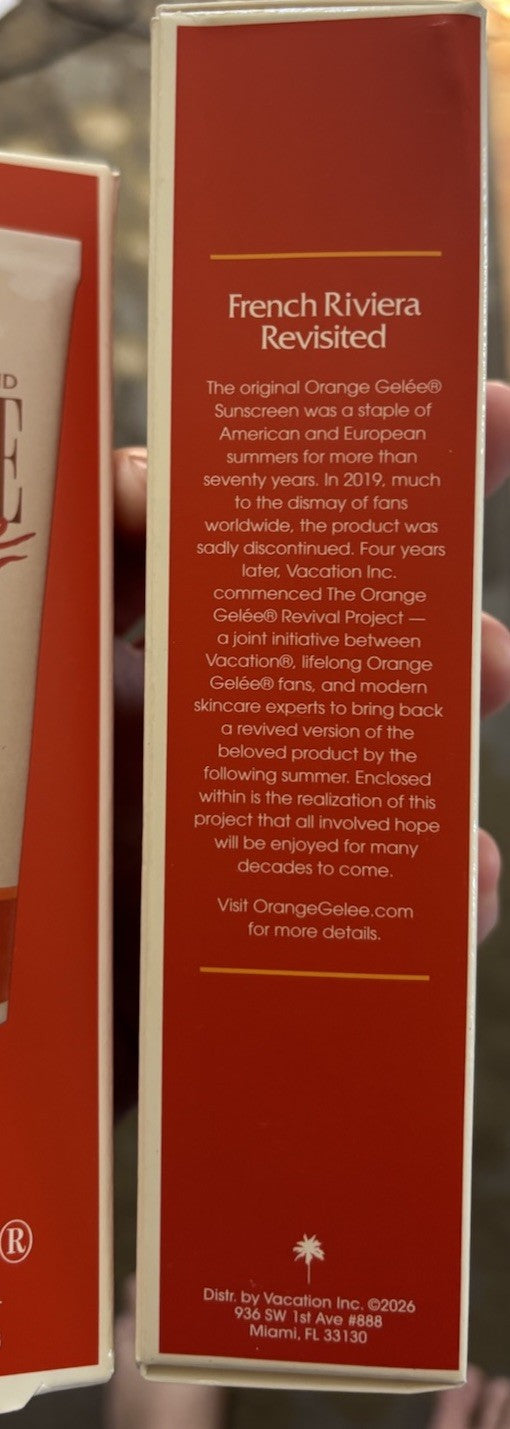 Vacation Brand SPF30 Sunscreen Gel with Orange Gelee 3.12oz Pack of 2