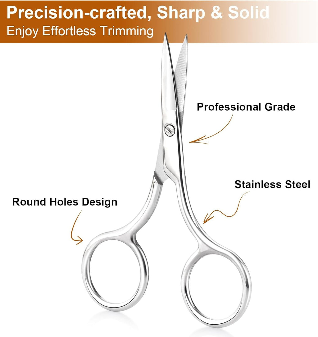 Mustache & Ear Hair Scissors Set - Precision Grooming for Facial & Nose Hair