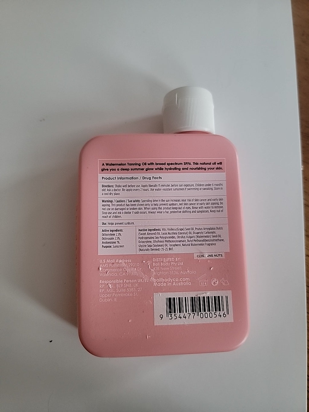 Watermelon Tanning Oil SPF 6 - 3.4oz Beach Sun Care