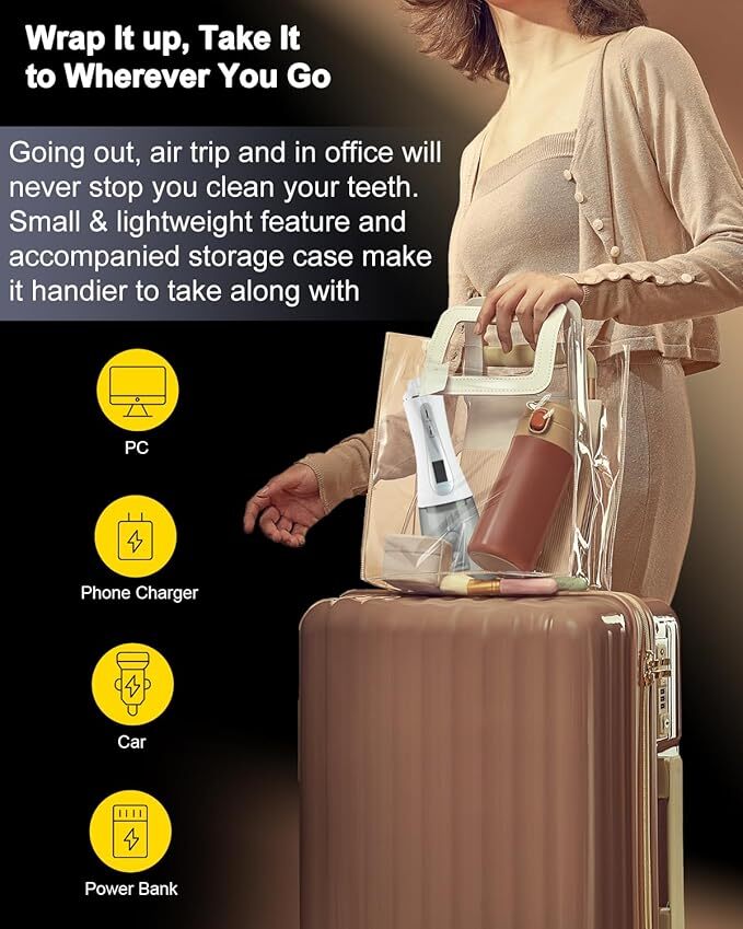 MySmile Cordless Water Flosser Dental Oral Irrigator with 8 Tips 5 Modes White