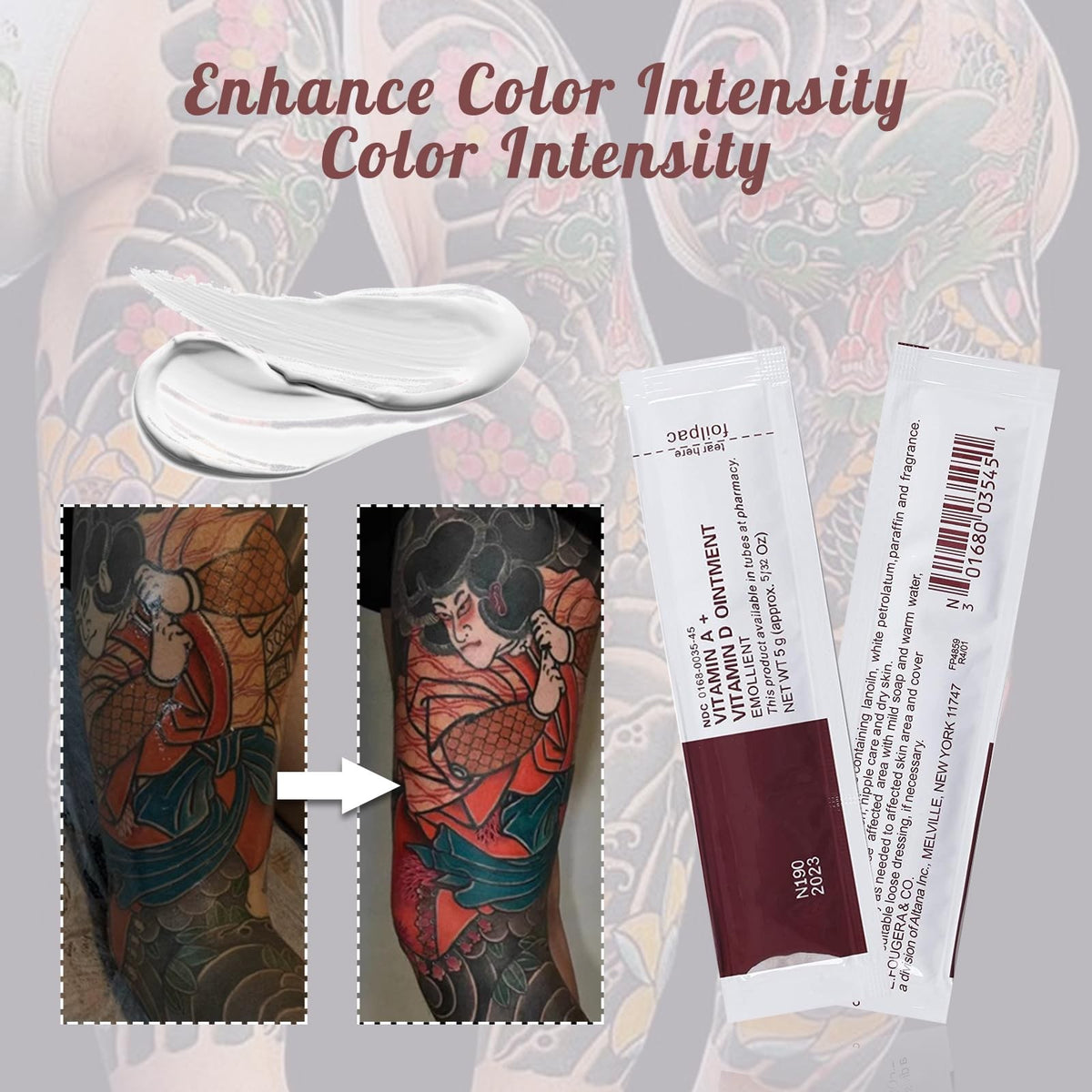 Tattoo Aftercare Gel Cream with Vitamins A & D – 50 Pack, Multicolor