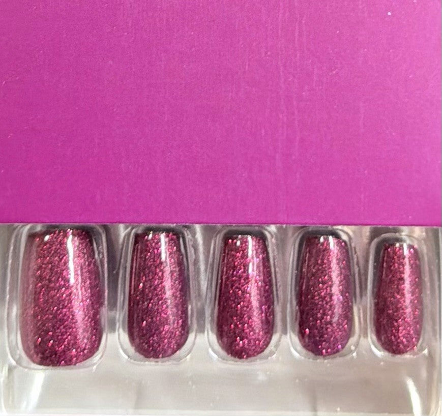 Red Aspen Fall Coffin Press On Nails Purple Glitter Cranberry Chrissy