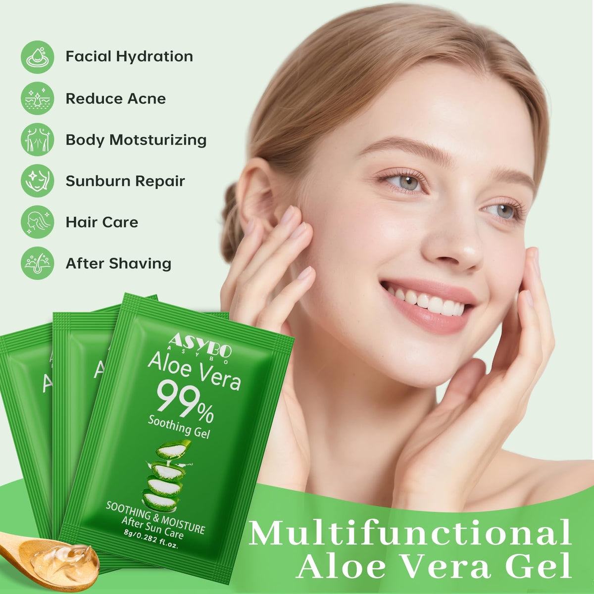 Natural Aloe Vera Gel Pack - 30 Individually Wrapped Travel Sizes