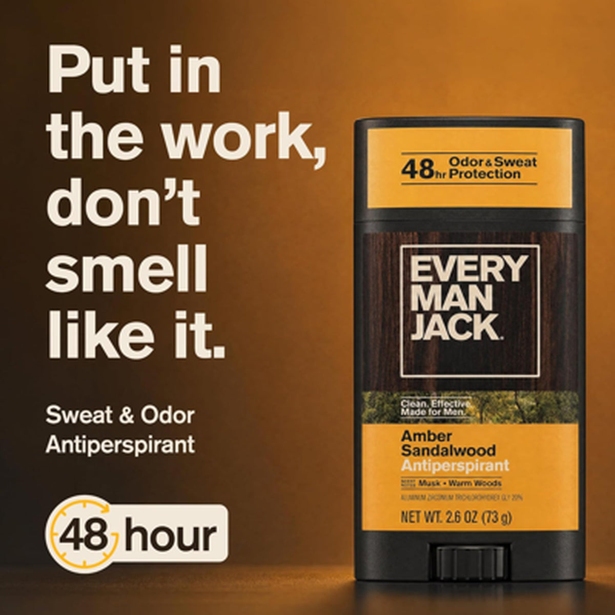 Men's Amber Sandalwood Antiperspirant Deodorant 2 Pack Long-Lasting Freshness
