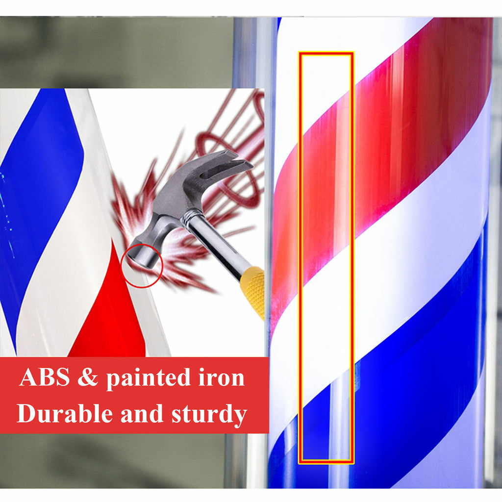 LED Barber Pole Light Sign for Hair Salon Shop Outdoor Rotating Stripes