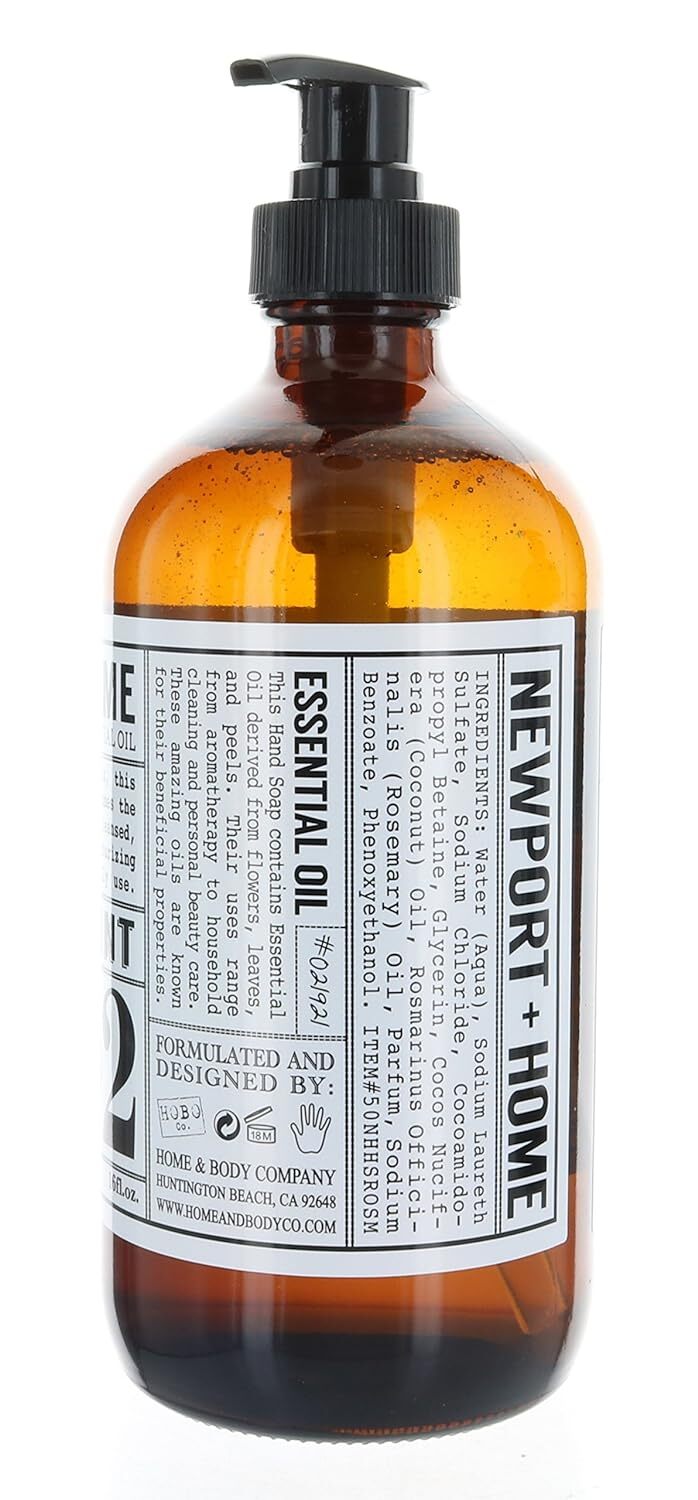 Refillable Hand Soap with Coconut Oil & Rosemary Mint - 16oz & 32oz Pack
