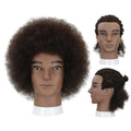 Male Afro Kinky Curly Mannequin Head with Human Hair and Stand for Salon Styling