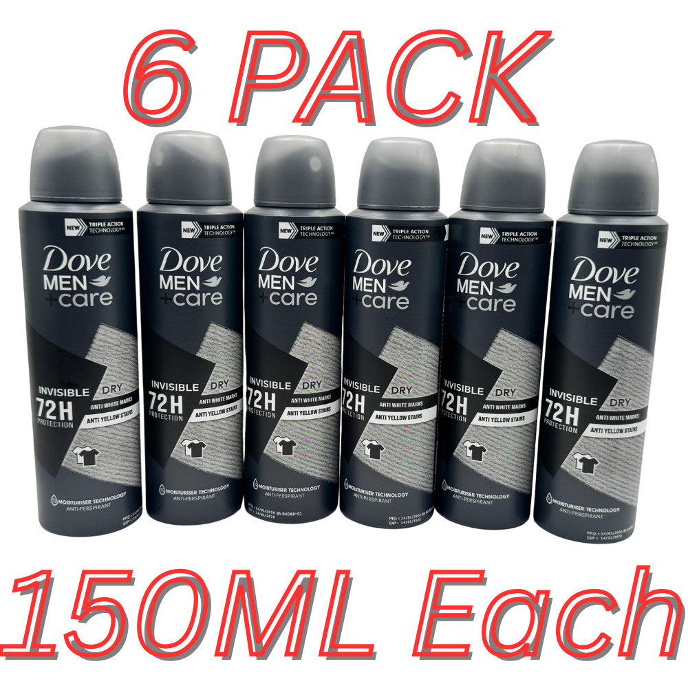 Dove Men+Care Invisible Dry Spray Antiperspirant Deodorant 150ML - 6 Pack