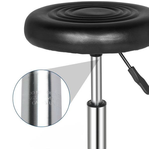 Black 360° Swivel Rolling Stool with Adjustable Height for Salon & Spa