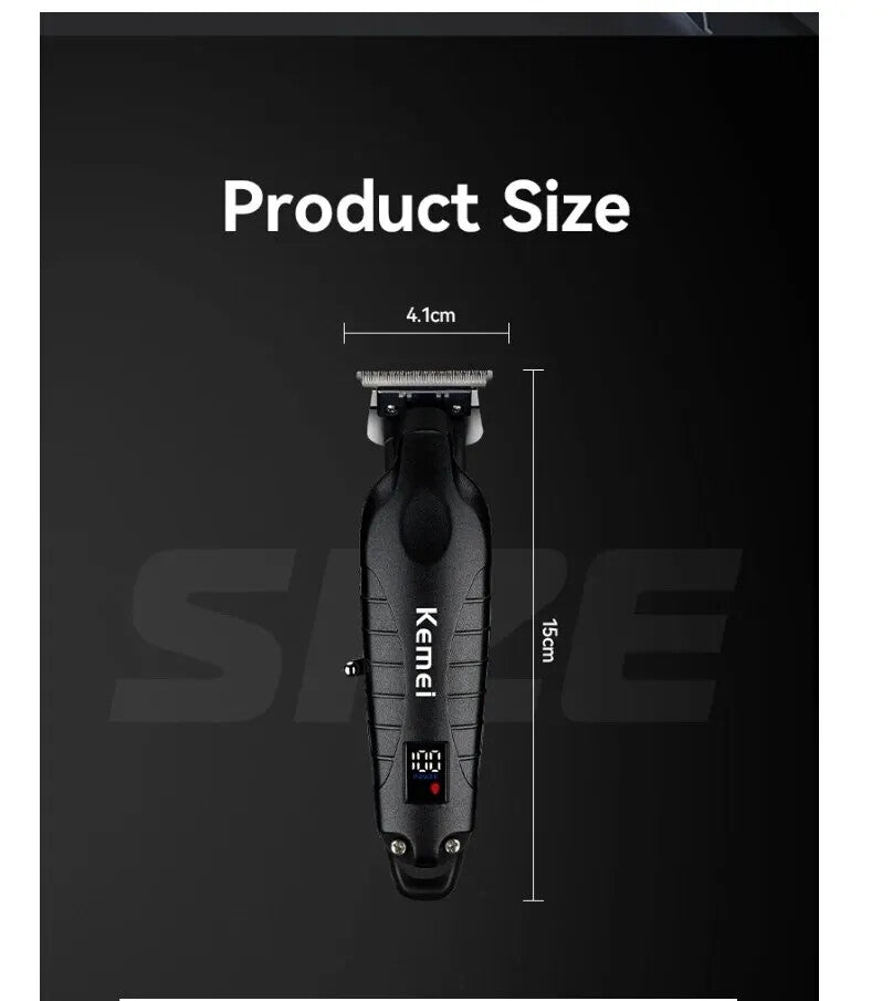 Cordless Zero Gap Hair Trimmer for Barbers and Home Use - Kemei 2293