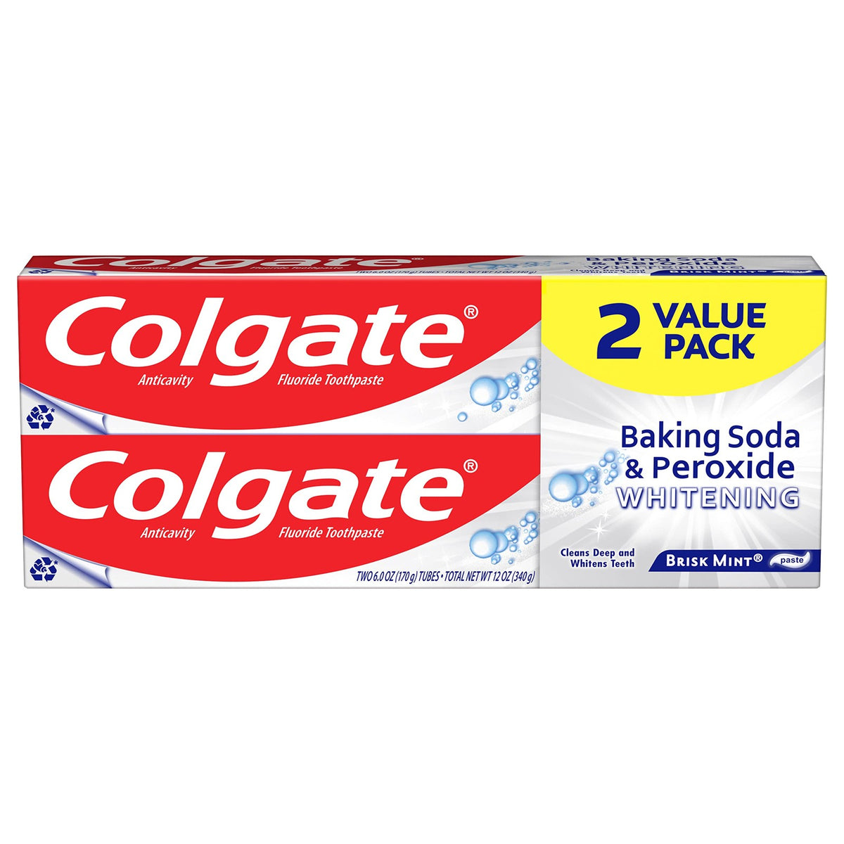 Whitening Toothpaste with Baking Soda & Peroxide - 6oz Pack of 2