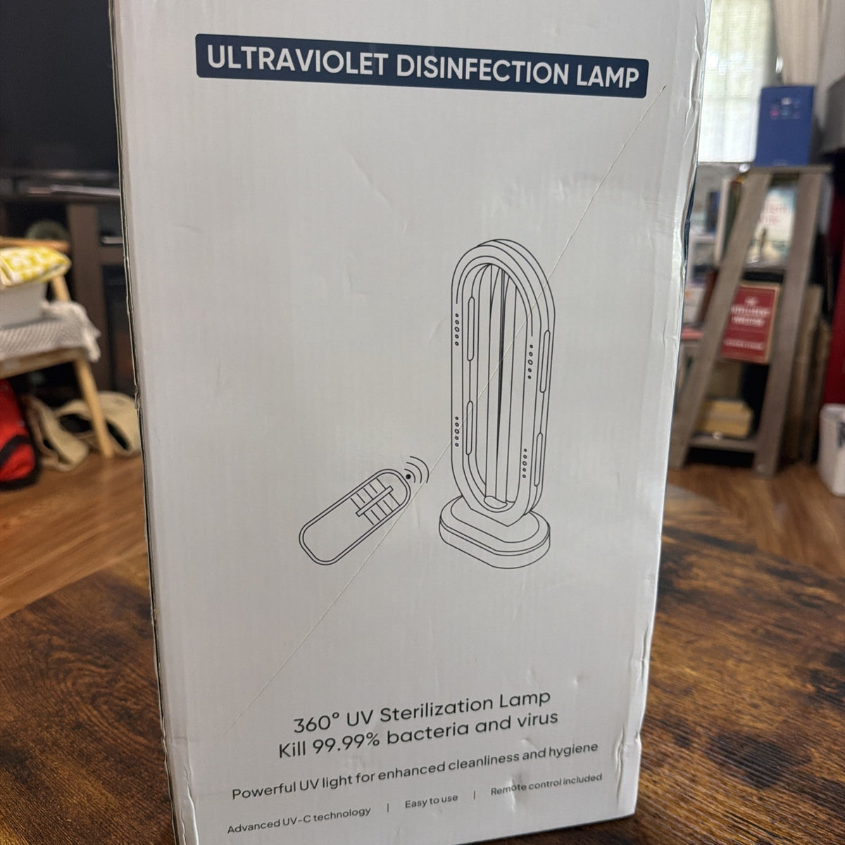 UV-C Disinfection Sterilizer Lamp with Remote 360° UV Germ Killer Black