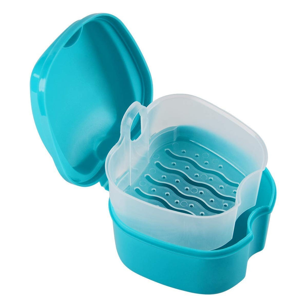 Portable Green Denture Case with Strainer - Hygienic Storage for Dentures & Retainers