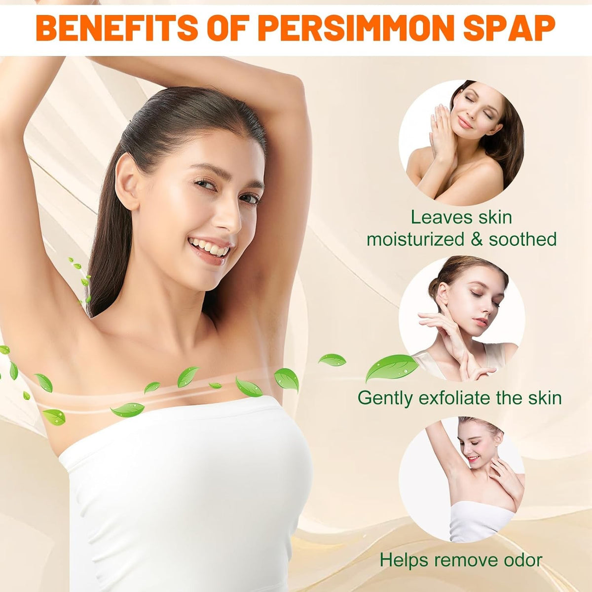 Natural Persimmon Soap Bar for Body Odor Control - Unisex Organic Deodorant