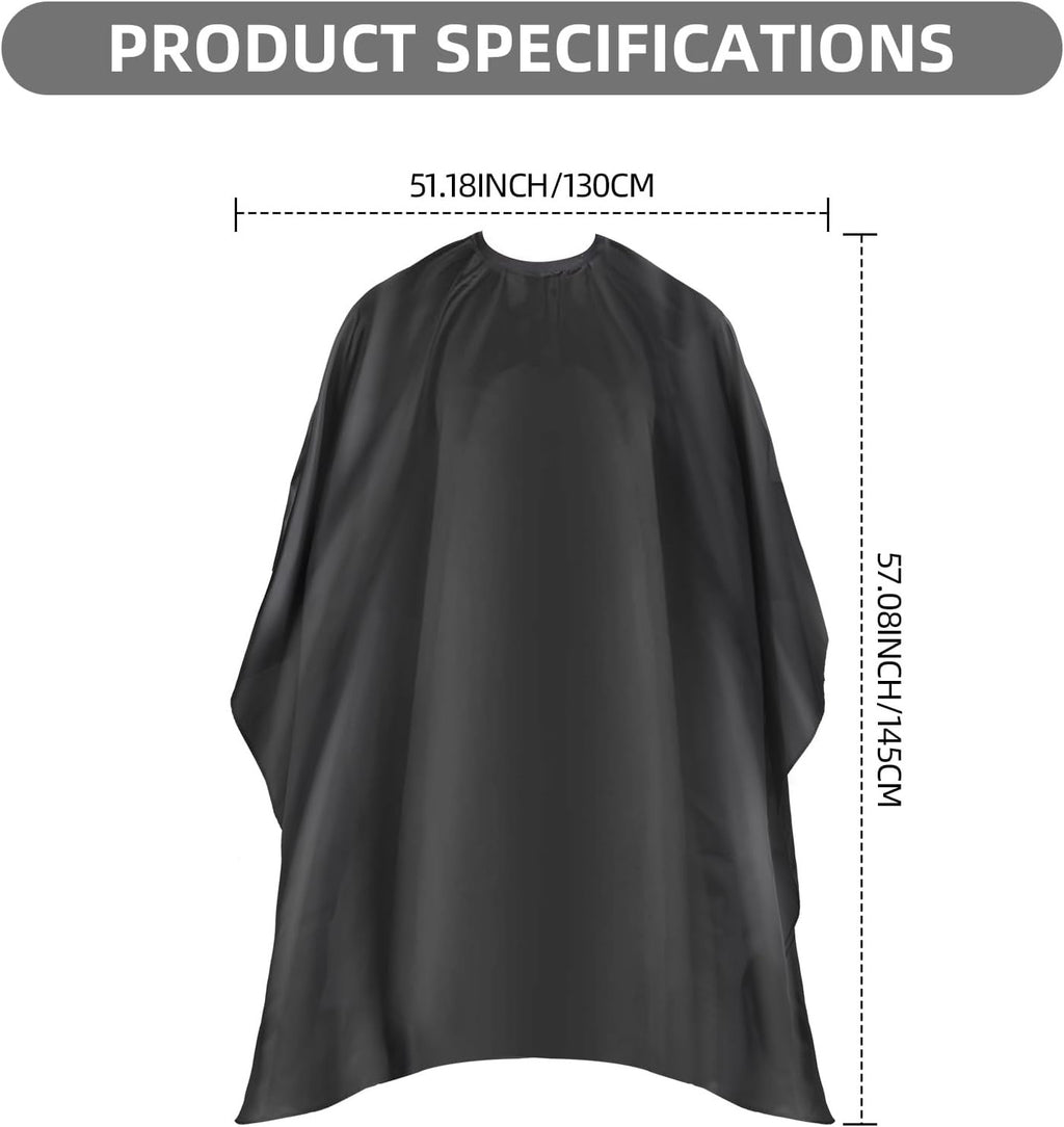Professional Nylon Hair Cutting Cape 57 Inch Adjustable & Easy to Clean Black