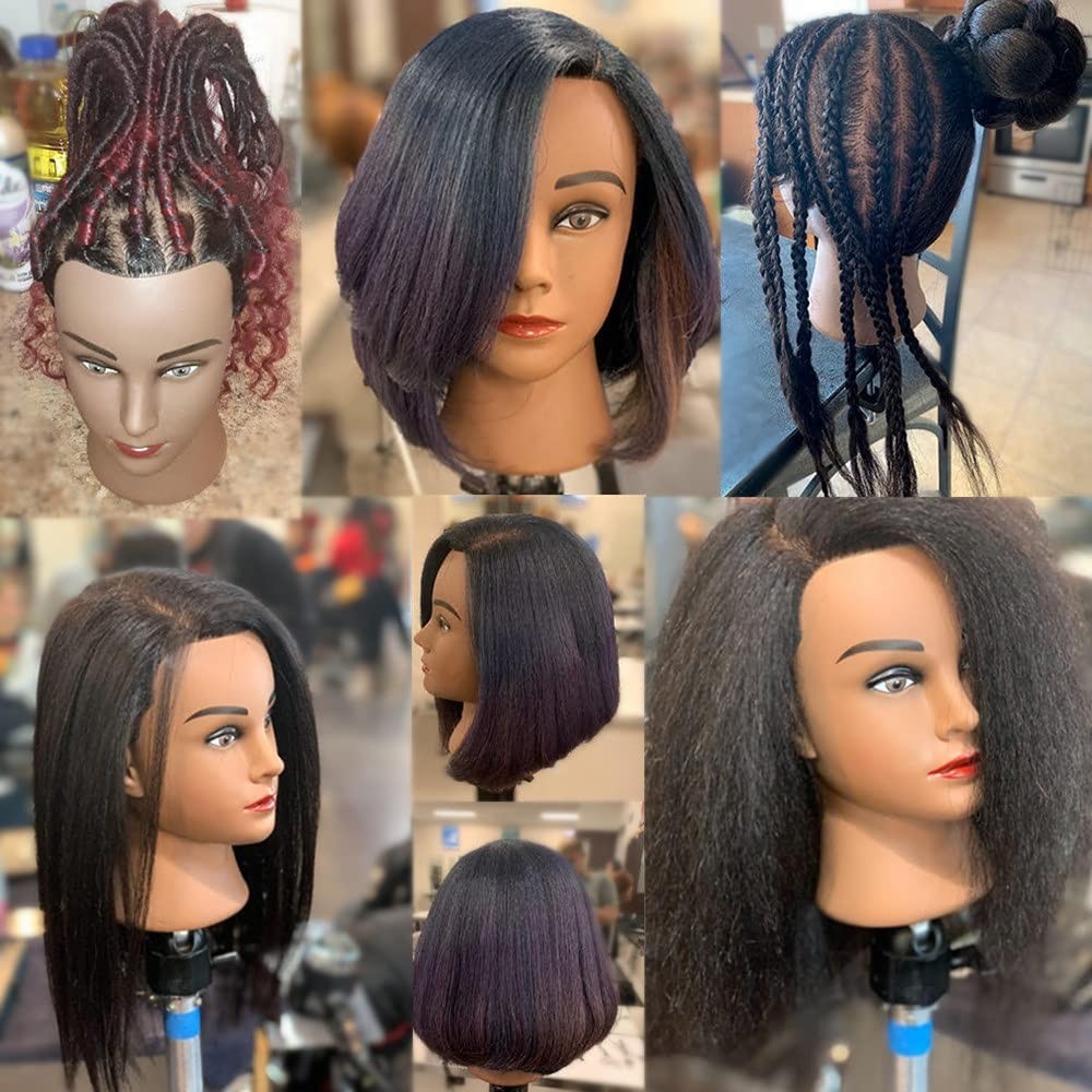 14-Inch Human Hair Mannequin Head for Cosmetology Training & Styling