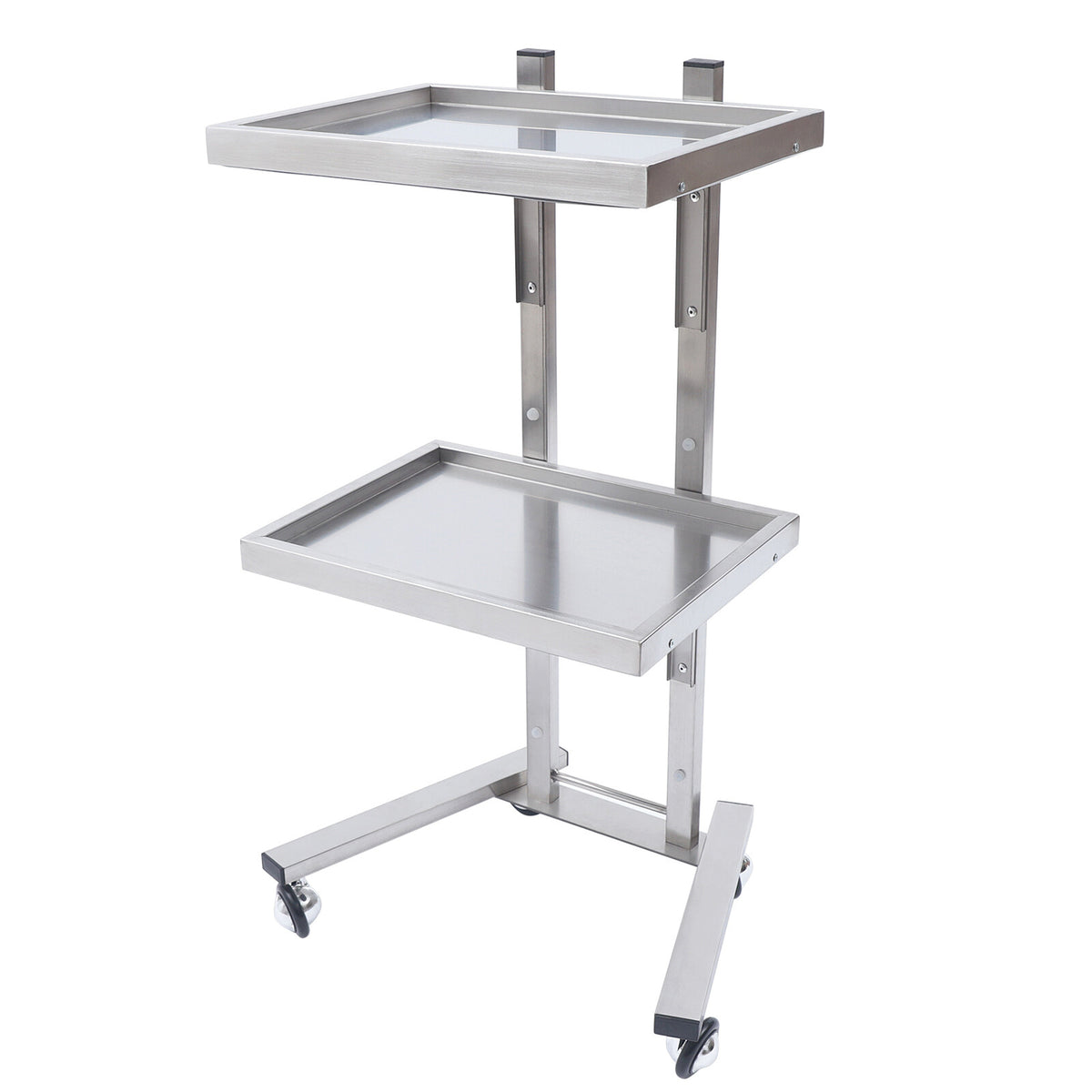 Stainless Steel 2-Tier Medical & Salon Trolley Cart with Wheels