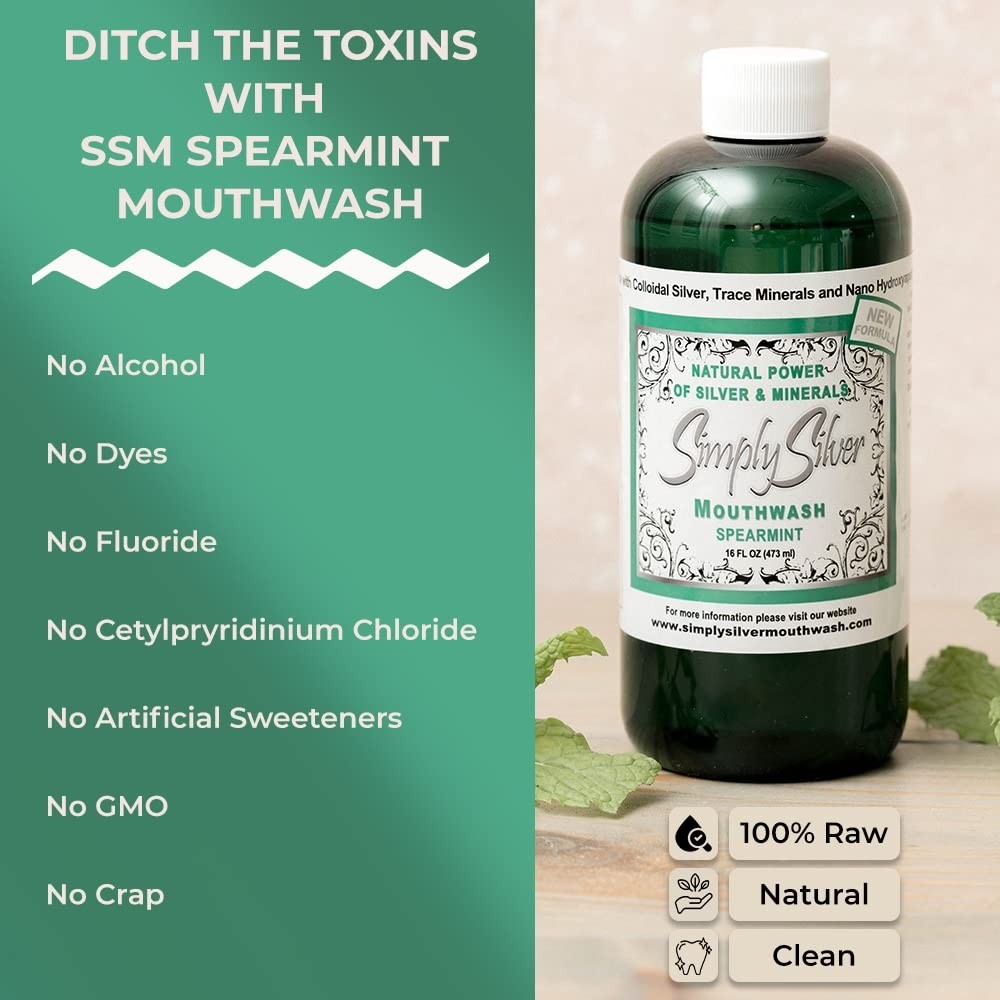 Natural Spearmint Mouthwash Alcohol & Fluoride Free with Nano Hydroxyapatite