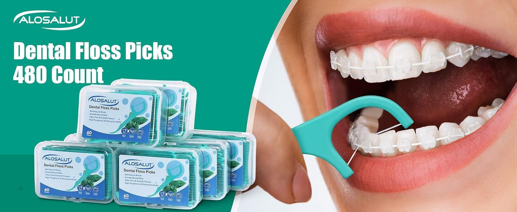 Bulk Dental Floss Picks with Mint Flavor - 480 Count, Portable Pack