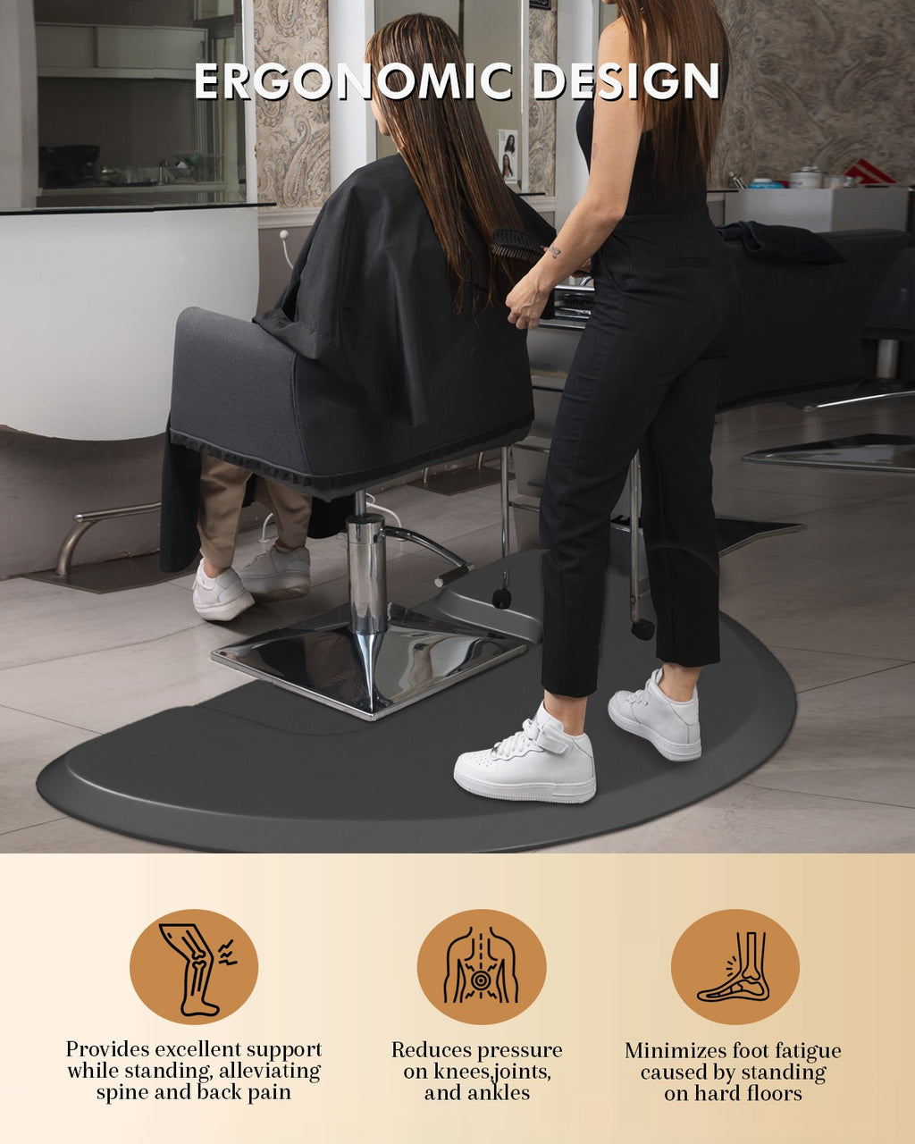 Anti-Fatigue Salon Chair Floor Mat 3x5 Feet Waterproof Non-Slip 1/2" Thick