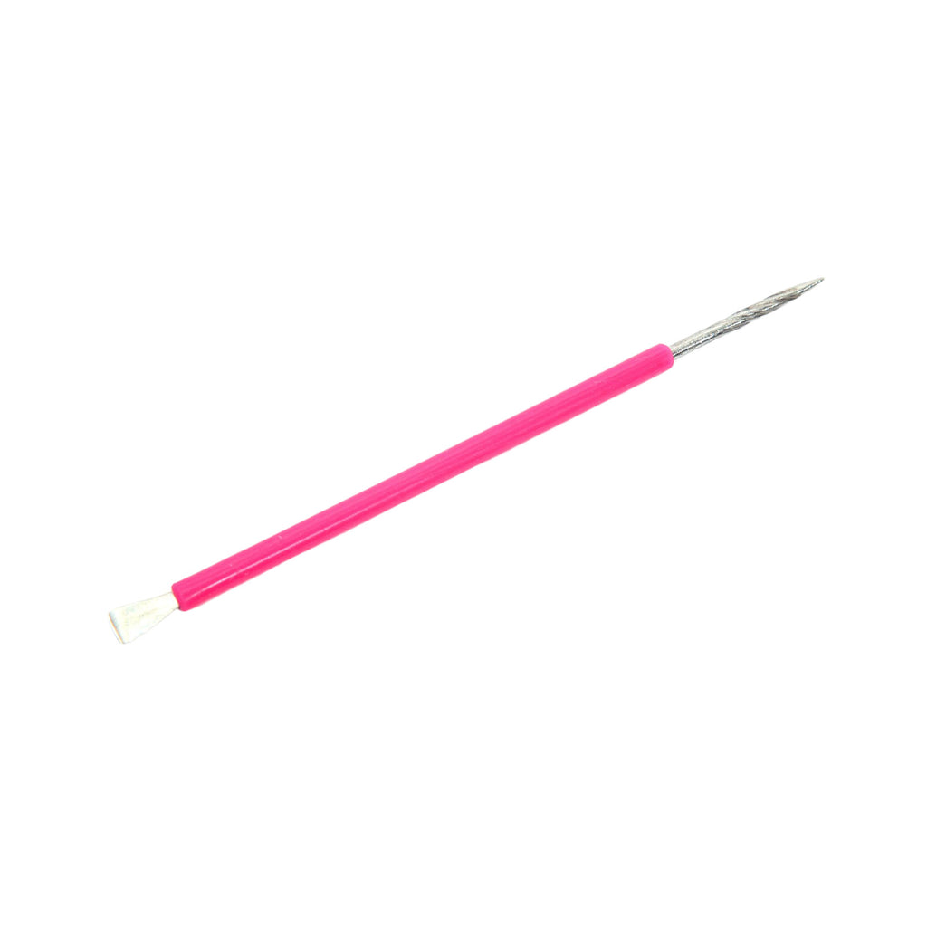 Nail Care Pusher and Stick Stainless Steel with Pink Silicone Cover - 15cm