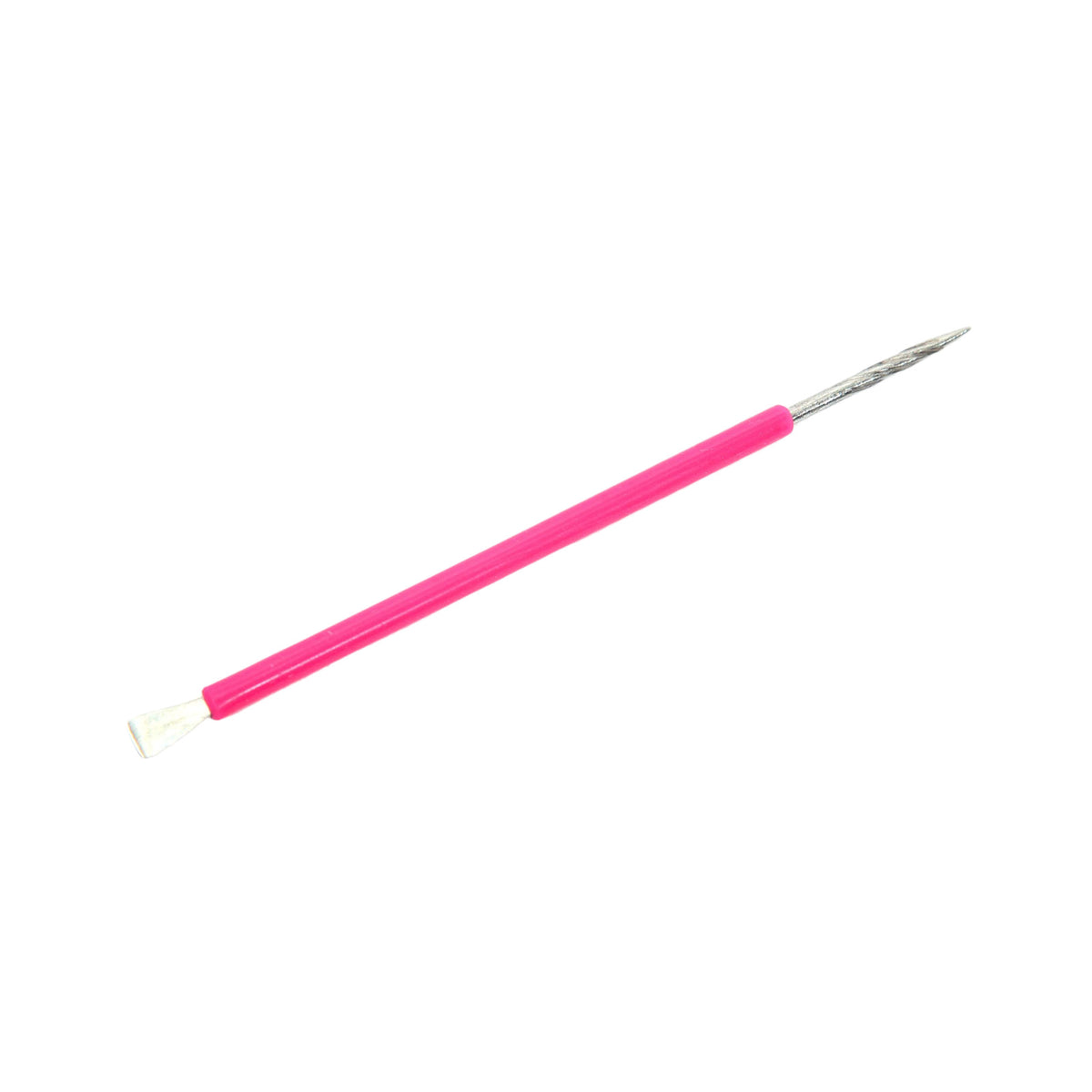 Nail Care Pusher and Stick Stainless Steel with Pink Silicone Cover - 15cm