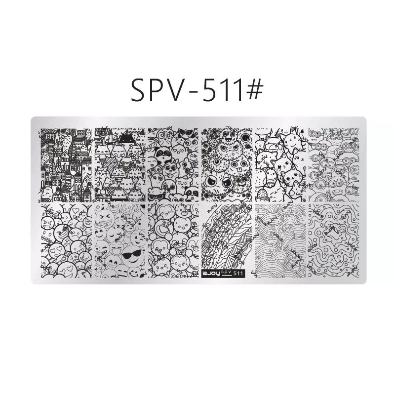 Nail Stamping Plate SPV-511 with Minions Animals Faces Design