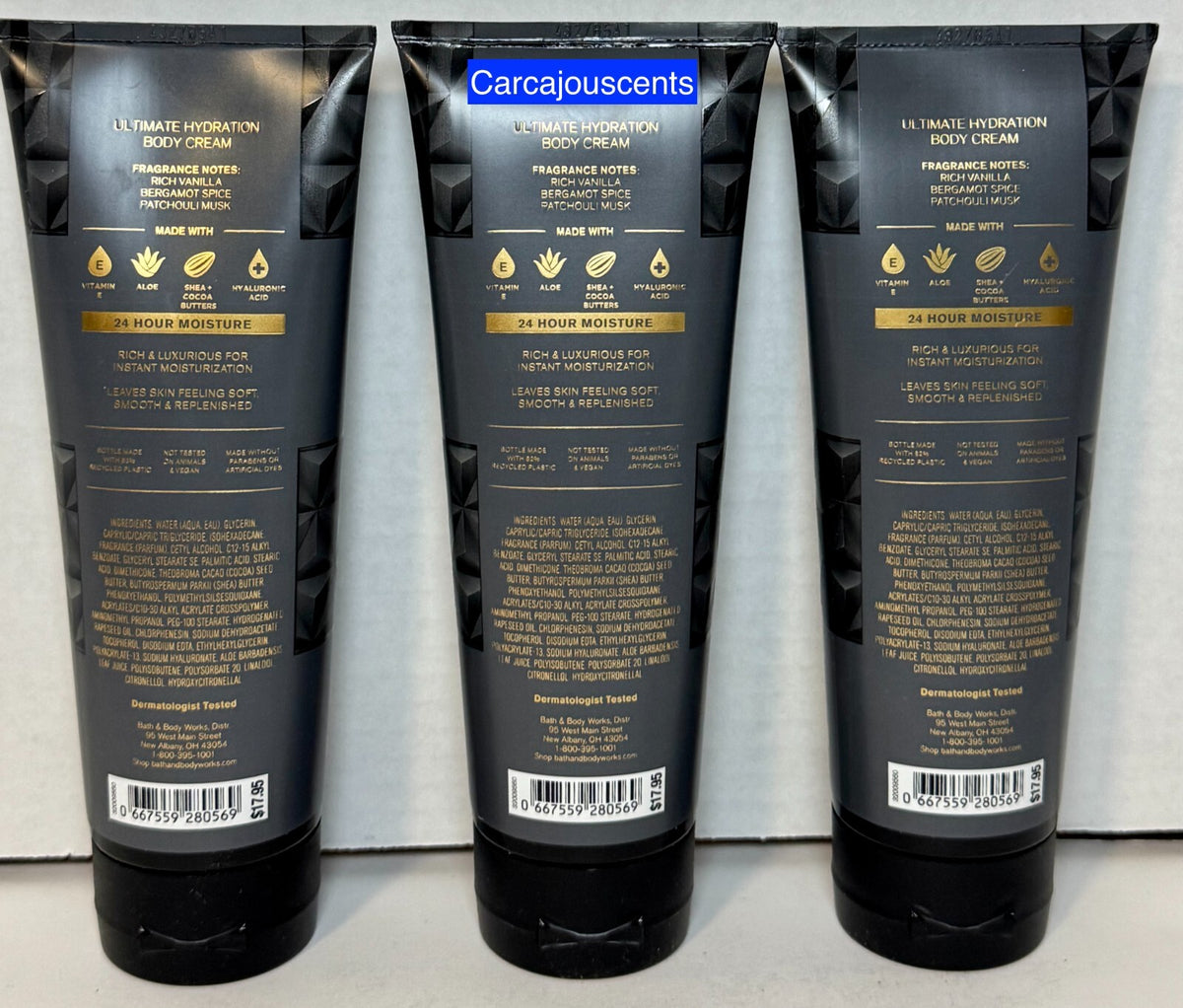 Vanilla Noir Body Cream Set of 3 with Hyaluronic Acid - Bath & Body Works
