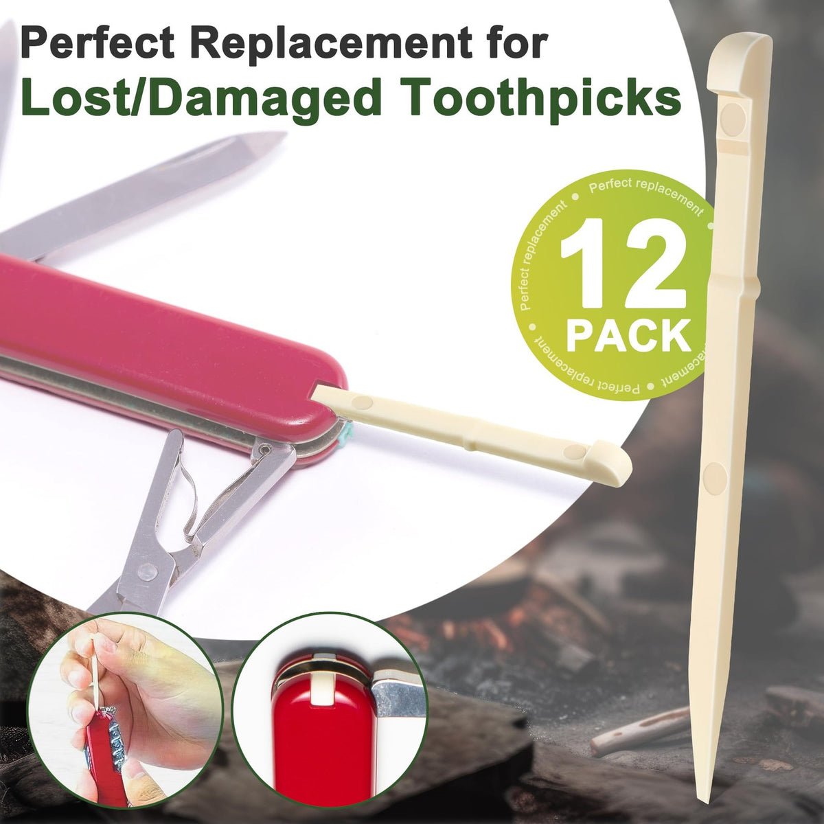 12 Pack Reusable Toothpicks for Swiss Army Knives Camping Travel