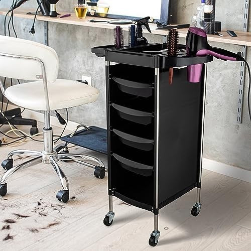 6-Layer Rolling Salon Storage Cart with Wheels for Hair Tools Organizer