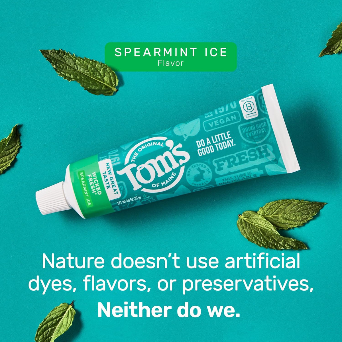 Natural Fluoride Toothpaste for Bad Breath and Cavity Protection - Spearmint Ice, 4 oz, 3 Pack