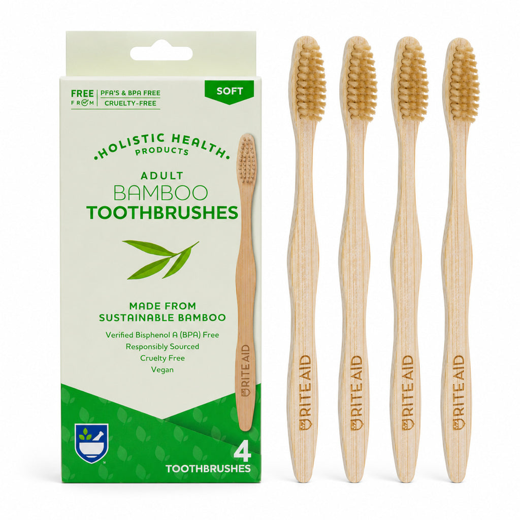 Adult Bamboo Toothbrushes Soft Bristles 4 Pack Eco Friendly BPA Free