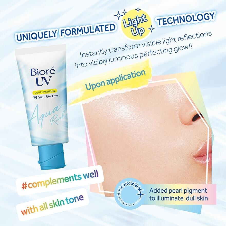 Biore UV Aqua Rich Light Up Essence Sunscreen SPF50+ PA++++ 70g - Japan Made