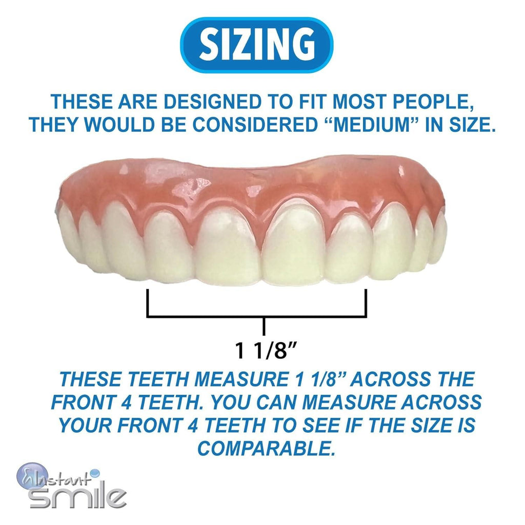 Instant Smile Upper Teeth Veneer - Natural Shade, Reusable Fit Over Existing Teeth