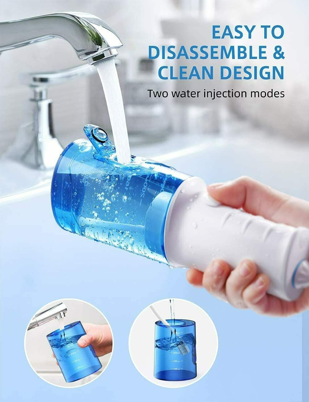 Cordless Water Flosser Oral Irrigator USB Rechargeable 320ml 4 Modes