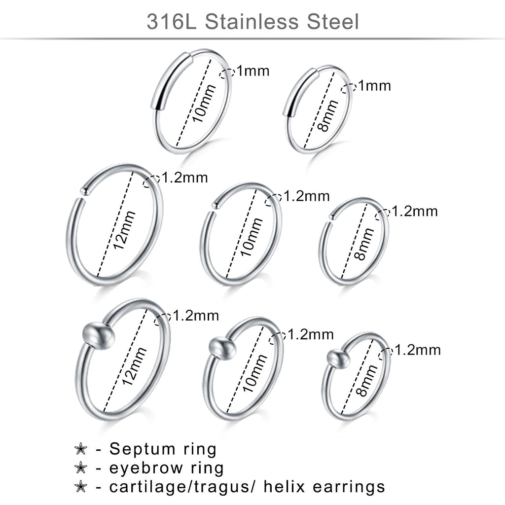 75Pcs Mixed-Size Piercing Kit Set 316L Stainless Steel Needles & Tools
