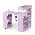 L-Shaped Nail Desk with Built-In Dust Collector and Reusable Bags for Salons